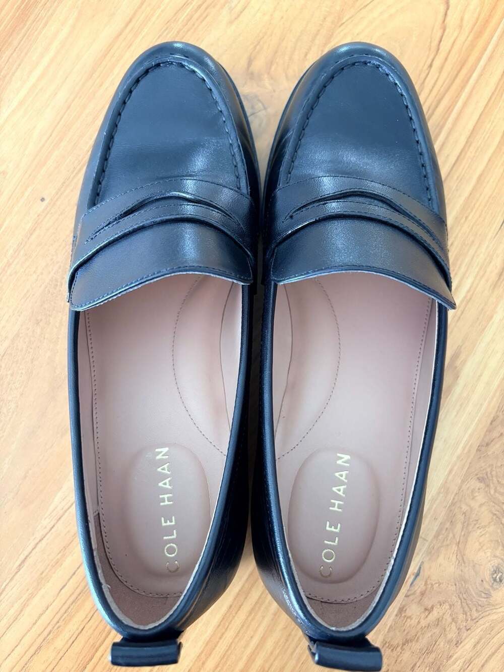 Cole Haan Women's Stassi Black Leather Penny Loafers - Picture 4 of 8